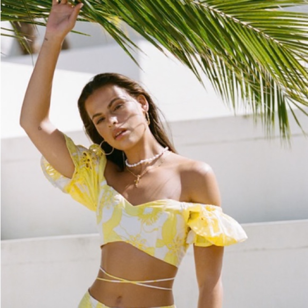 New SABO SZ 8 LUPA CROP TIED TOP - LEMON POPPY